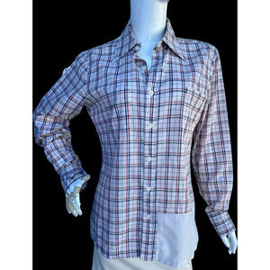 70s/80s Checkered Plaid Button Up with Panel